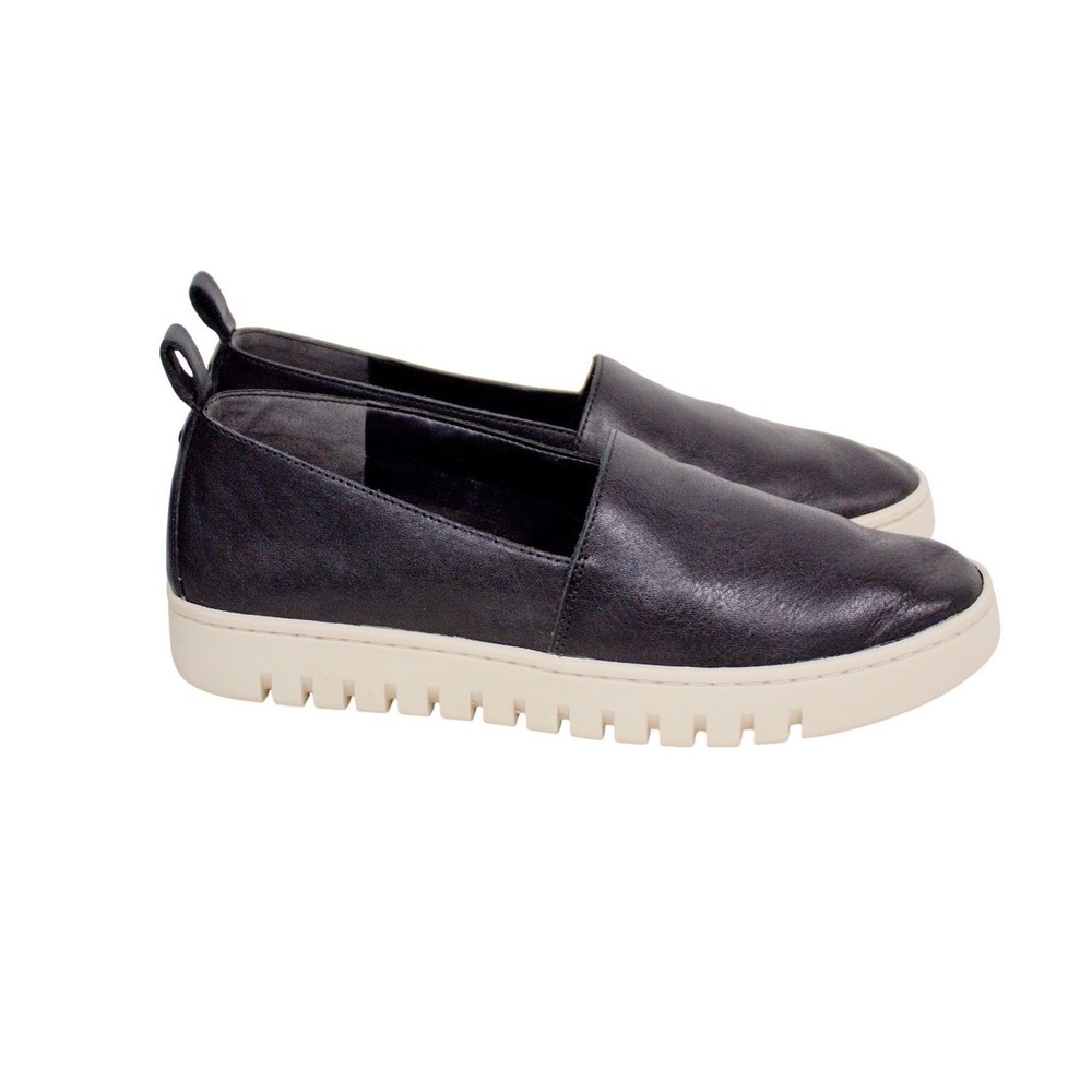 Vionic Uptown A-Line Black Leather Flats Arch Support Comfort Slip-On Shoes - Picture 3 of 12